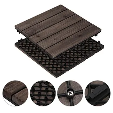 Yaheetech Interlocking Wooden Patio Deck Tiles
