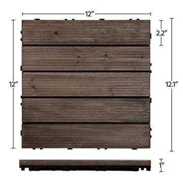 Yaheetech Interlocking Wooden Patio Deck Tiles