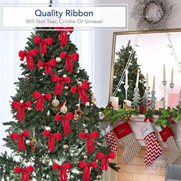 Royal Imports Wired Traditional Red Velvet Christmas Ribbon Waterproof with Red Edge 1 1/2" (#9) 50 ...