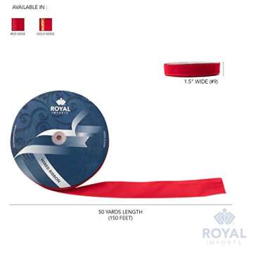 Royal Imports Wired Traditional Red Velvet Christmas Ribbon Waterproof with Red Edge 1 1/2" (#9) 50 Yards Roll, for Floral & Craft Decoration