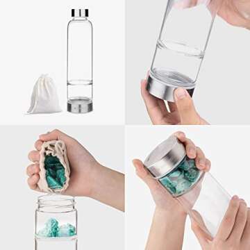 Navaris Crystal Water Bottle with Real Gemstones - 14oz