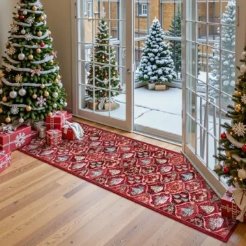 Lahome 2x8 Christmas Runner Rug - Soft & Non-Slip Red