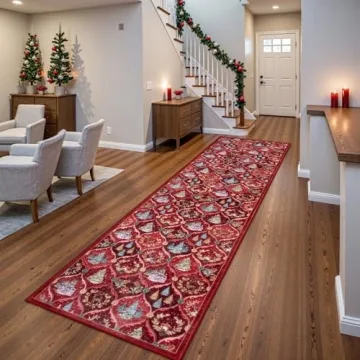 Lahome 2x8 Christmas Runner Rug - Soft & Non-Slip Red