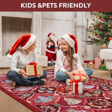 Lahome 2x8 Christmas Runner Rug - Soft & Non-Slip Red