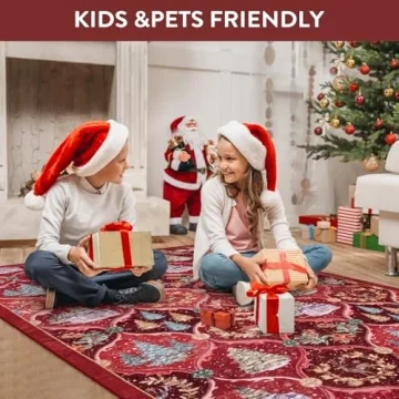 Lahome 2x8 Christmas Runner Rug - Soft & Non-Slip Red