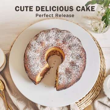 KITESSENSU 9 inch Non-Stick Cake Pans, 12 Cups Premium Fluted Cake Pans for baking, Heavy Duty Carbon Steel Tube Pan Baking Mold, Champagne Gold