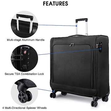 Bukere Rolling Garment Bags with Wheels for Travel, Checked-Large 26-Inch Suitcase, Wheeled Garment ...