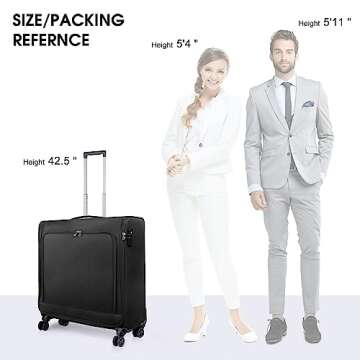 Bukere Rolling Garment Bags with Wheels for Travel, Checked-Large 26-Inch Suitcase, Wheeled Garment Luggage Bag with TSA Locks for Men and Women, 4 Spinner Wheels, Separate Suit Compartment