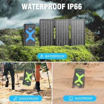 2000A Car Jump Starter 2 PCS with 30W Folding Solar Panel, 12V Lithium Battery Pack Booster 20000mAh Portable Battery with Jumper Cables for Up to 8L Gas or 6.5L Diesel