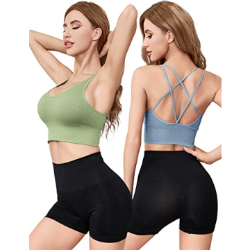 KLVEE Women's Criss Cross Back Sports Bras - 3 Pack