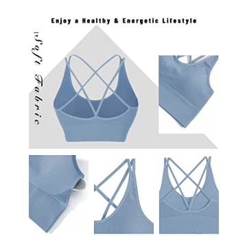 KLVEE Women's Criss Cross Back Sports Bras - 3 Pack