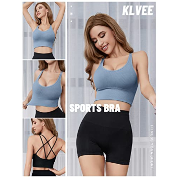 KLVEE Women's Criss Cross Back Sports Bras - 3 Pack