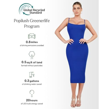 Popilush Bodycon Midi Shapewear Dress for Summer