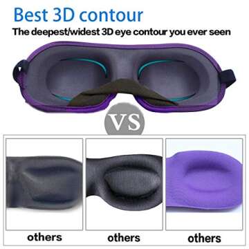 REEBENT 3D Eye mask for Sleeping,Machine Washable, Sleep Mask for Women, Blinder Blindfold Airplane (Black+Purple)