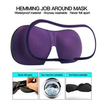 REEBENT 3D Eye mask for Sleeping,Machine Washable, Sleep Mask for Women, Blinder Blindfold Airplane (Black+Purple)