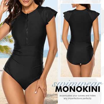 Wolddress Modest One Piece Swimwear with Zipper