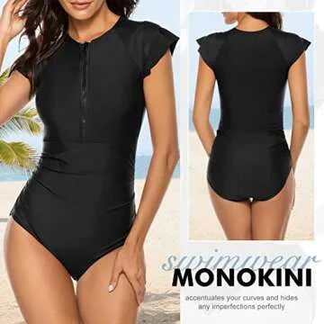 Wolddress Modest One Piece Swimwear with Zipper