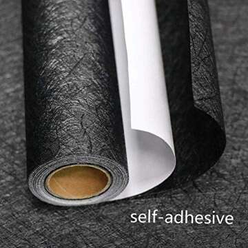 Abyssaly 23.6" x 118" Black Silk Wallpaper Peel and Stick Embossed Self Adhesive Black Contact Paper...