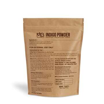 MB Herbals Indigo Powder 100 Gram for Hair Color (3.5 oz) | 100% Pure Indigofera tinctoria Leaf Powder | Serves 2 Applications for Shoulder Length Hair