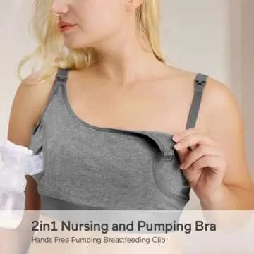 Hands Free Pumping Bra, Momcozy Adjustable Breast-Pumps Holding and Nursing Bra, Suitable for Breastfeeding-Pumps by Lansinoh, Philips Avent, Spectra, Evenflo and More(Grey,Large)