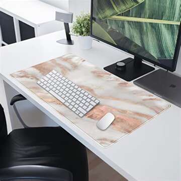 Rose Gold Marble Desk Mat Stylish Large Gaming Mousepad