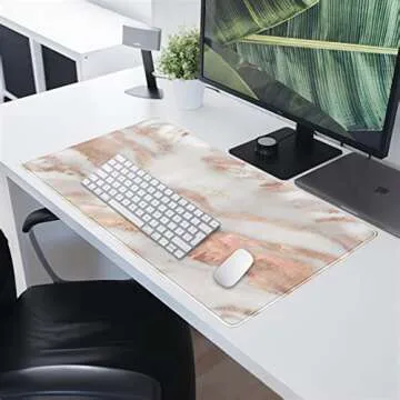 Rose Gold Marble Desk Mat Stylish Large Gaming Mousepad