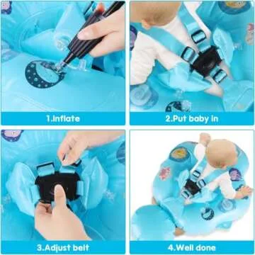 Baby Pool Float, Baby Swim Floats for Pool 6-24 Months with Removable UPF 50+ Sun Protection Canopy, Soft Waterproof Skin-Friendly Material Infant Toddler Inflatable Swimming Ring Floats-Blue