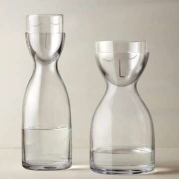 NUDE Glass Mr. & Mrs. Night Set Water Carafe/Wine Decanter - Elegant & Luxurious Hand Blown Lead-fre...