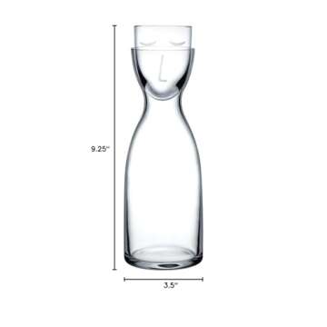 NUDE Glass Mr. & Mrs. Night Set Water Carafe/Wine Decanter - Elegant & Luxurious Hand Blown Lead-free Crystal Red Wine Tastings Accessories Wedding Gifts Luxury Packaging, Dinner Parties 24 Oz (Clear)