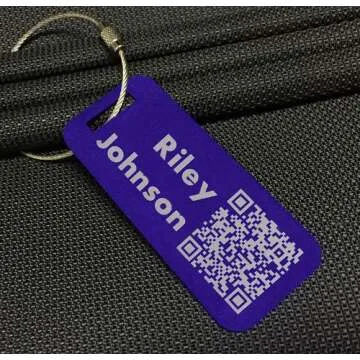 Custom Metal Luggage Tag - Personalized with QR Code