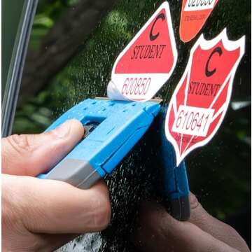 Unger Professional Compact 4” Window & Glass Scraper – Reversible Razor Blade Scraper Tool, Retractable Safety Guard, Residue, Stickers, Glue & Paint Scraper for Smooth Surfaces