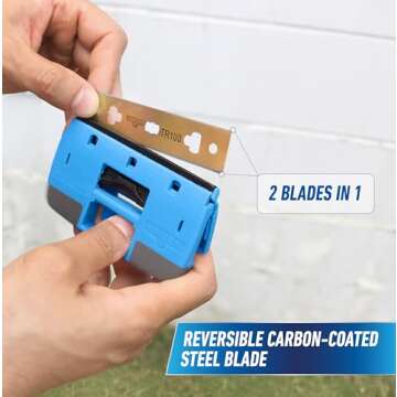 Unger Professional Compact 4” Window & Glass Scraper – Reversible Razor Blade Scraper Tool, Retractable Safety Guard, Residue, Stickers, Glue & Paint Scraper for Smooth Surfaces