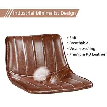 Yaheetech Bar Stools 30'' Height Fashionable Pub Stool Chairs PU Leather Chairs with Backrest Furnished Settle Industrial Armless Stools Home Kitchen Bar Metal Legs Set of 4, Brown