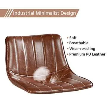 Yaheetech Bar Stools 30'' Height Fashionable Pub Stool Chairs PU Leather Chairs with Backrest Furnished Settle Industrial Armless Stools Home Kitchen Bar Metal Legs Set of 4, Brown