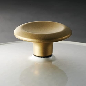 Tramontina Enameled Cast Iron Dutch Oven Pot with Lid, Round 5.5-quart, Latte with Gold Knob