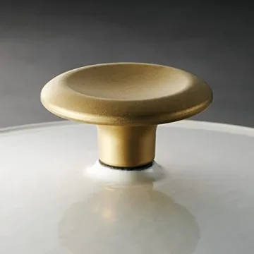 Tramontina Enameled Cast Iron Dutch Oven Pot with Lid, Round 5.5-quart, Latte with Gold Knob