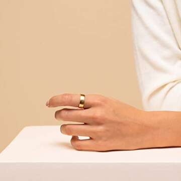 Aojun 14K Gold Filled Ring High Polish Plain Tarnish Resistant Comfort Fit Eternity Wedding Band 1mm...