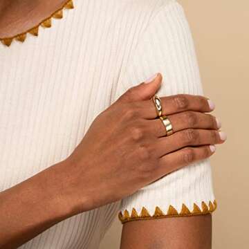 Aojun 14K Gold Filled Ring High Polish Plain Tarnish Resistant Comfort Fit Eternity Wedding Band 1mm 2mm 3mm 4mm 5mm 6mm 8mm Ring for Women Men (Gold-5MM, 9)