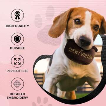 Dog Diggin Designs Runway Pup Collection | Unique Squeaky Parody Plush Dog Toys – Prêt-à-Porter Dog Bones, Balls & More