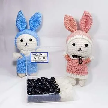 Safety Eyes for Amigurumi Crochet 12mm 15/32" 100Pcs - RuWfpz Doll Stuffed Animal Eyes with Washers, Plastic Eyes for Crochet Animals, Black Crochet Eyes for Crafts Bear Plush Button