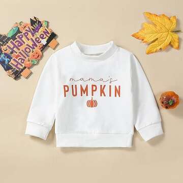 Karwuiio Mommy and Me Family Matching Outfits for Halloween - Pumpkin Print Sweatshirt