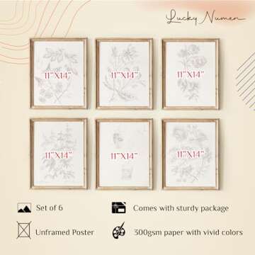 Set 6 Vintage Art Wall Decor, Wall Art, Floral Wall Art, Vintage Botanical Wall Art, Vintage Prints ...