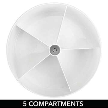 mDesign Deep Plastic Lazy Susan Turntable Storage Organizing Container - Divided Spinning Organizer for Craft, Sewing, Art, School Supplies in Home, Office, Classroom, Playroom or Studio - White