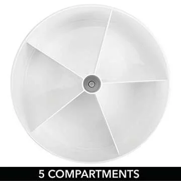 mDesign Deep Plastic Lazy Susan Turntable Storage Organizing Container - Divided Spinning Organizer for Craft, Sewing, Art, School Supplies in Home, Office, Classroom, Playroom or Studio - White