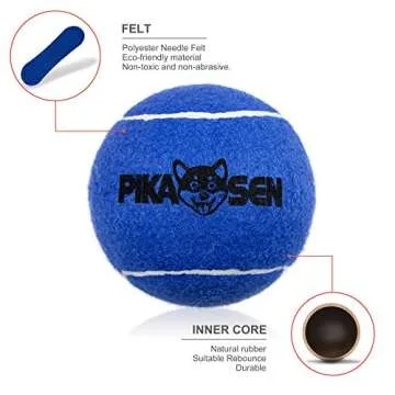 PIKASEN Dog Squeaky Tennis Balls for Pet Playing in 3 Sizes Premium Strong Dog & Puppy Balls for Training, Play, Exercise The Easiest Color for Dogs Red Yellow Blue (Medium-12pack)