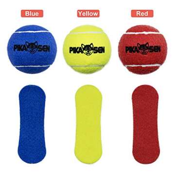 PIKASEN Dog Squeaky Tennis Balls for Pet Playing in 3 Sizes Premium Strong Dog & Puppy Balls for Training, Play, Exercise The Easiest Color for Dogs Red Yellow Blue (Medium-12pack)