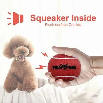 PIKASEN Dog Squeaky Tennis Balls for Pet Playing in 3 Sizes Premium Strong Dog & Puppy Balls for Training, Play, Exercise The Easiest Color for Dogs Red Yellow Blue (Medium-12pack)