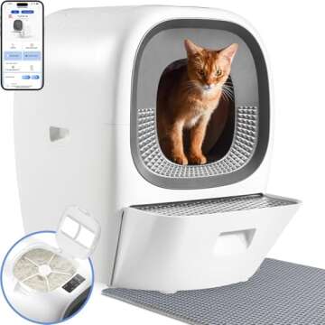 RealScooper Pro with Refill Tray Automatic Cat Litter Box Self Cleaning Litter Box for Multiple Cats, Odor-Removal/App Control/Safety System, Smart Electric Litter Box Trash Liners & Clumping Litter