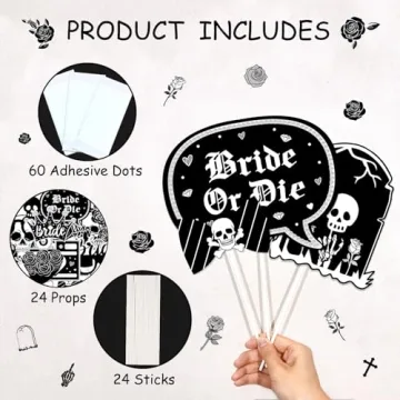 Gothic Bachelorette Photo Booth Props 24Pcs Kit