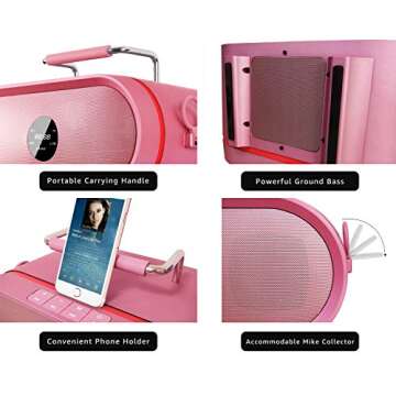 RHM Karaoke Machine with Wireless Microphones for Parties